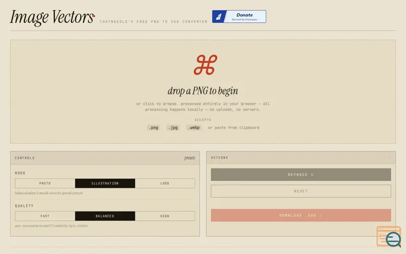 Screenshot of Image Vectors· Free PNG to SVG converter