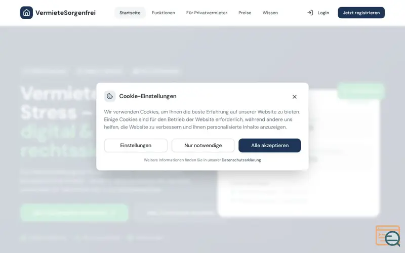 Screenshot of VermieteSorgenfrei