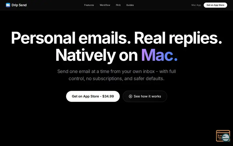 Screenshot of Drip Send, a launch using Tinylytics