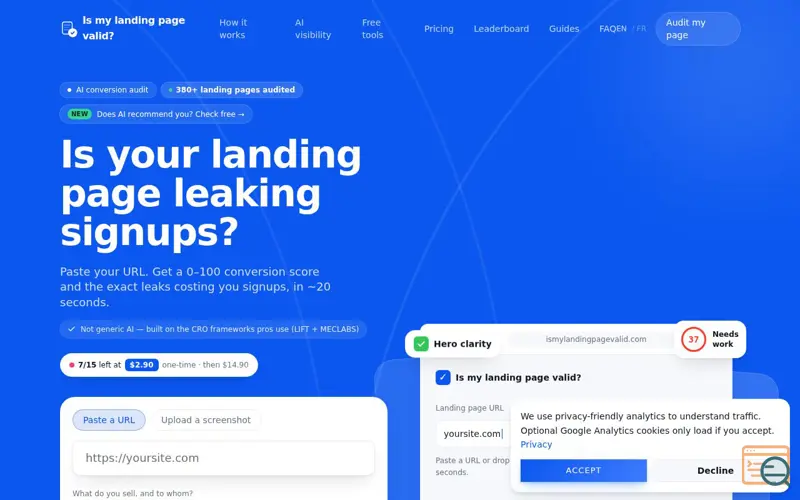 Screenshot of Is My Landing Page Valid?