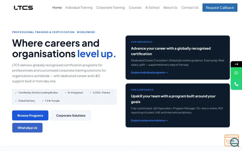 Screenshot of Libertaz Training & Consulting Solutions, a launch using Rank Math