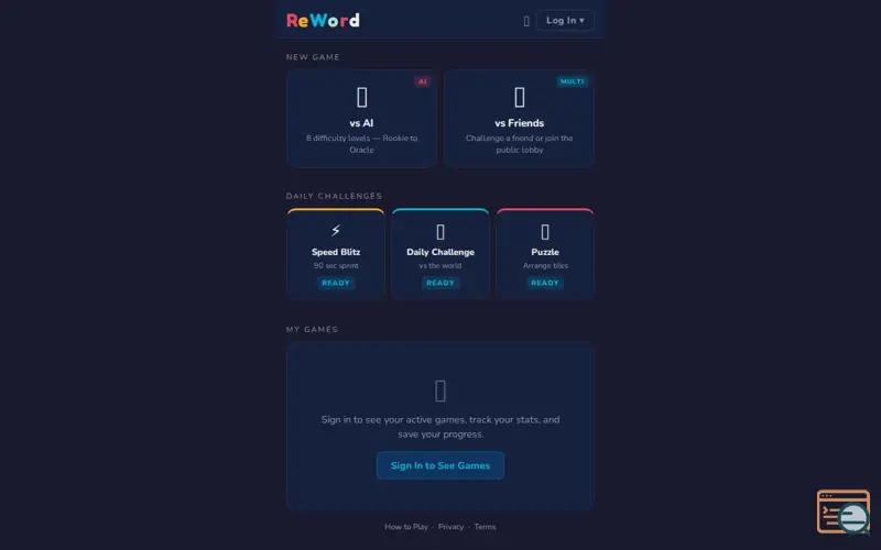 Screenshot of Reword, a launch using Dictionary API