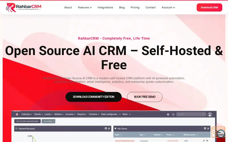 Screenshot of RahbarCRM