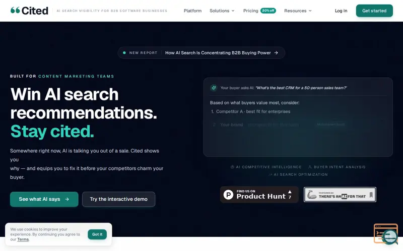 Screenshot of Cited, a launch using There's An AI For That