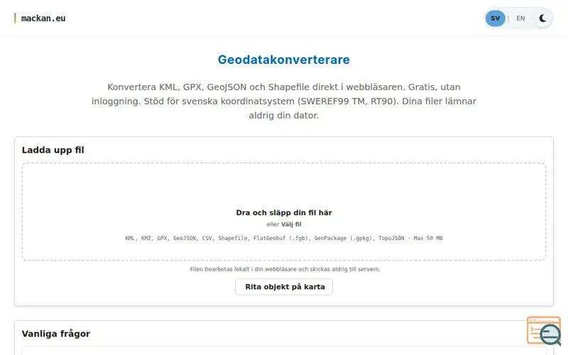 Screenshot of GeoConvert: geodata file converter