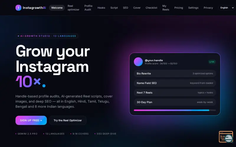 Screenshot of InstagrowthAi