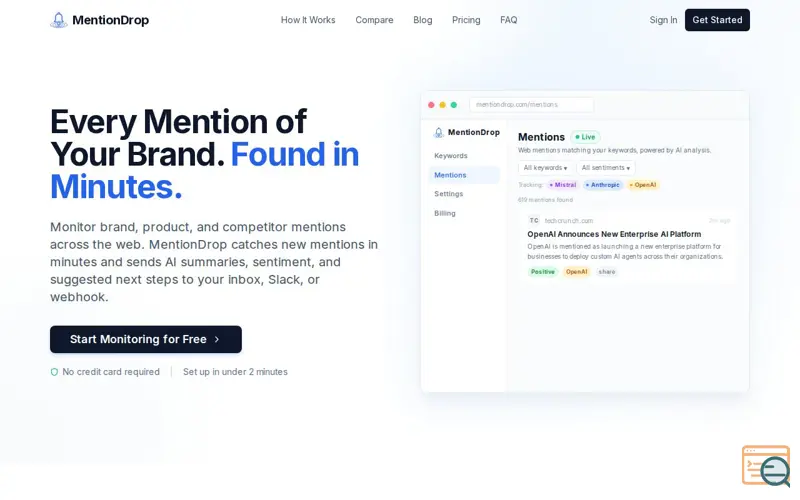 Screenshot of MentionDrop
