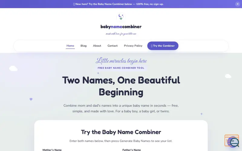 Screenshot of Baby Name Combiner
