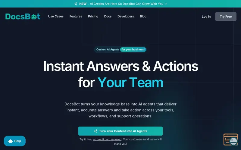 Screenshot of DocsBot Actions
