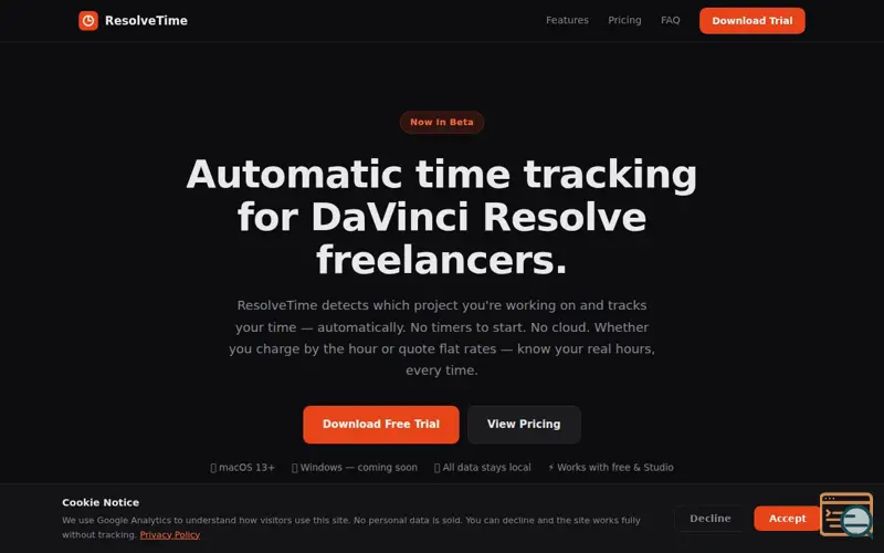 Screenshot of ResolveTime