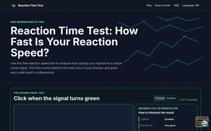 Screenshot of Reaction Time Test