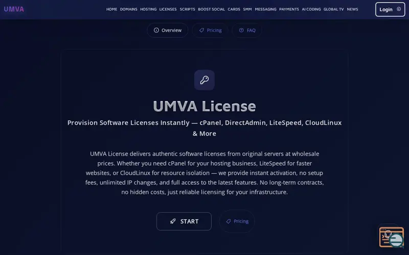 Screenshot of UMVA LICENSES