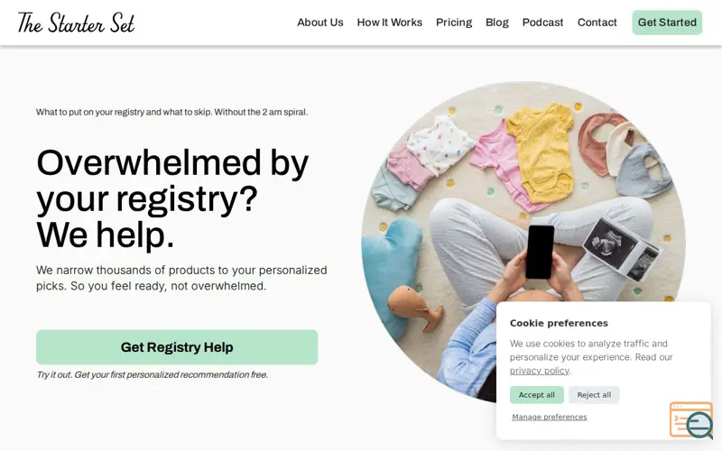 Screenshot of The Starter Set | AI Baby Registry Help