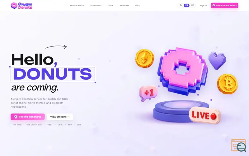 Screenshot of Oxygen Donuts