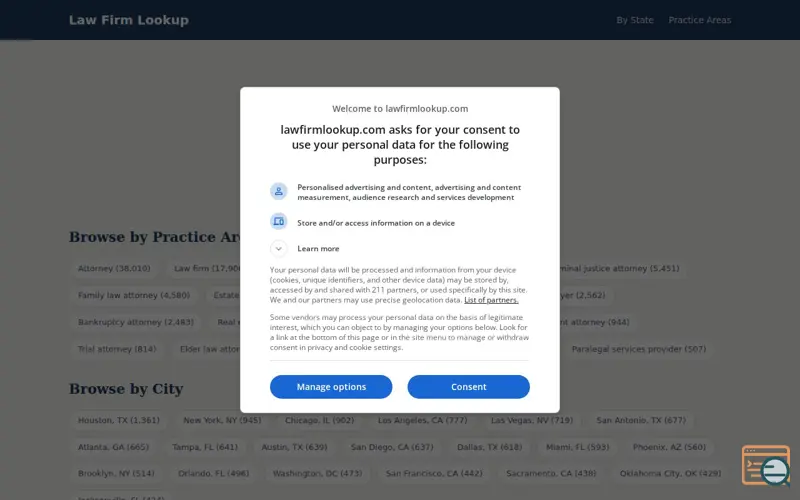 Screenshot of Law Firm Lookup