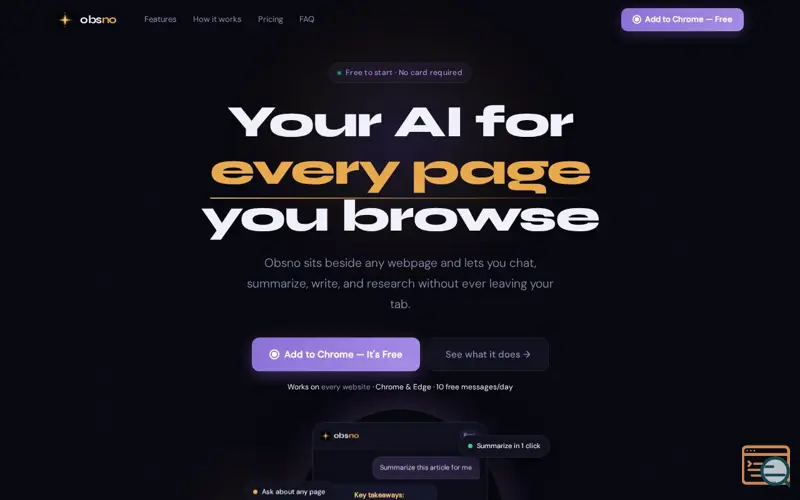 Screenshot of Obsno AI