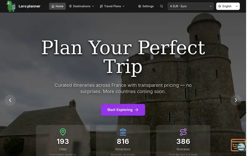 Screenshot of Loro planner