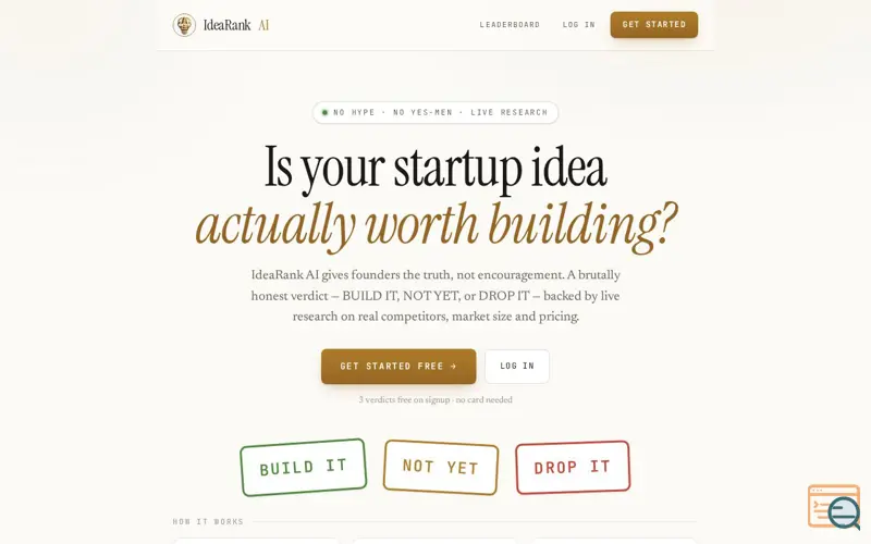 Screenshot of IdeaRank AI