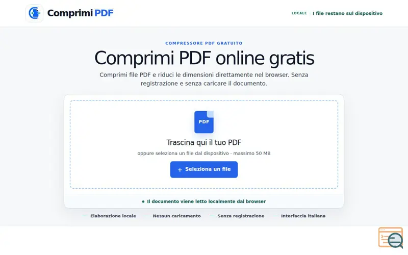 Screenshot of Comprimi PDF