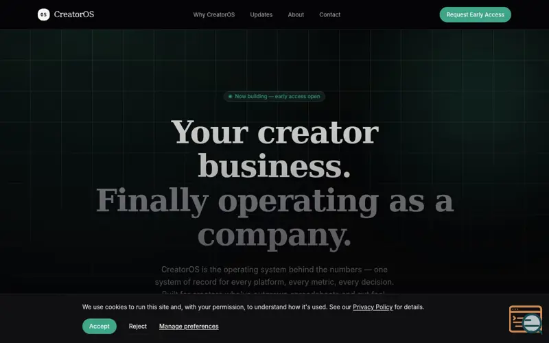 Screenshot of CreatorOS — Build smarter. Grow with data.