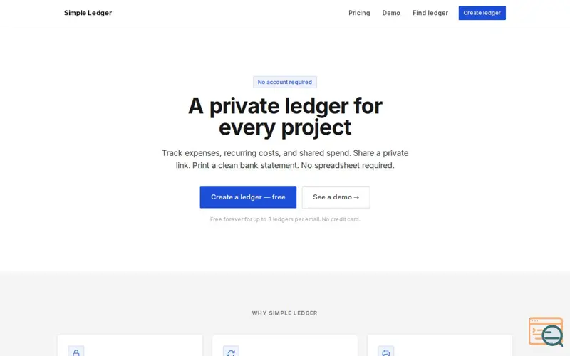Screenshot of Simple Ledger