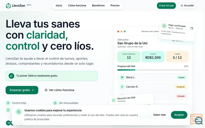 Screenshot of LlevoSan