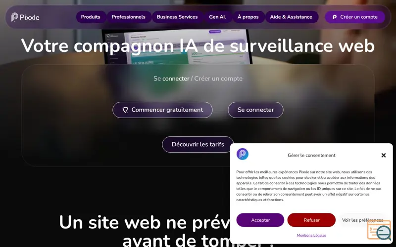 Screenshot of Pixxle WebGuard, a launch using Moonitics