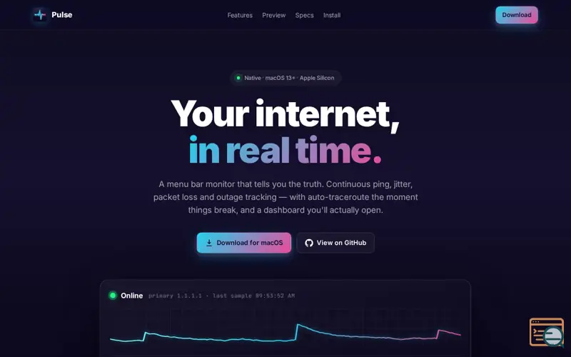 Screenshot of Pulse — Your internet, in real time