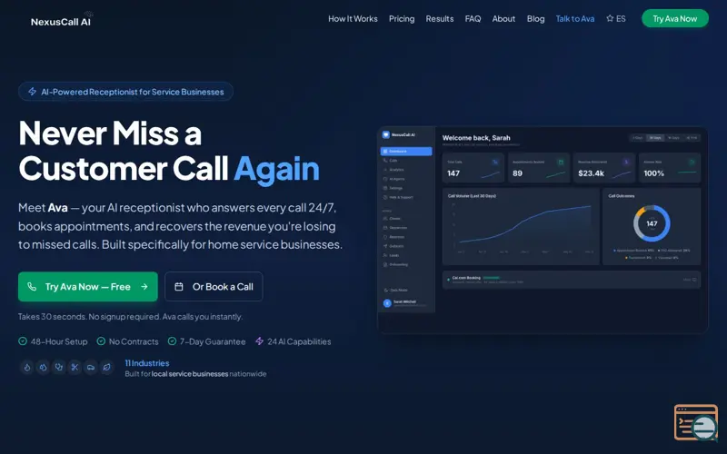 Screenshot of NexusCall AI, a launch using Manus