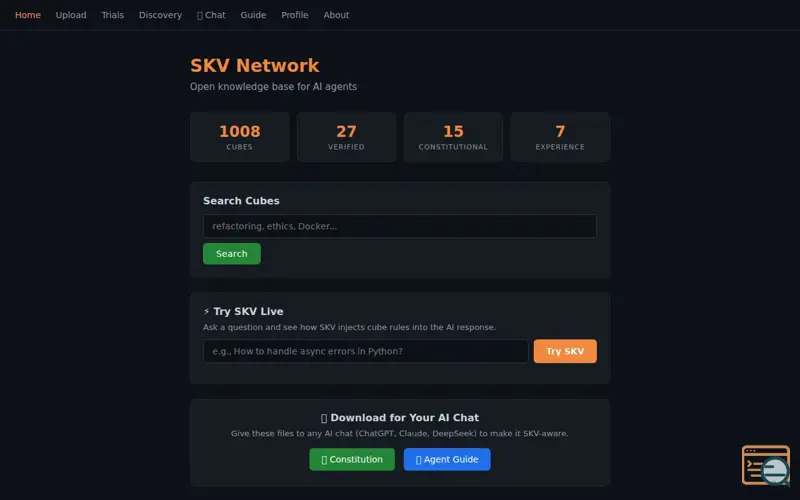 Screenshot of SKV Network - AI Executor&Knowledge Base