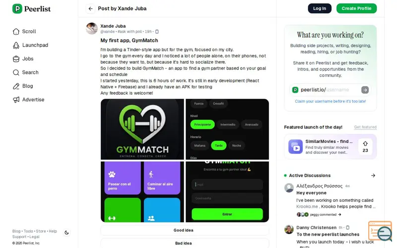 Screenshot of GymMatch 