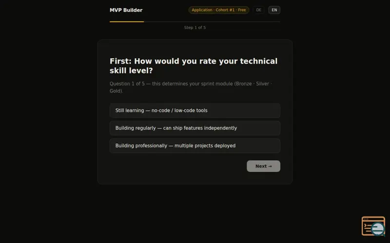 Screenshot of MVP Builder