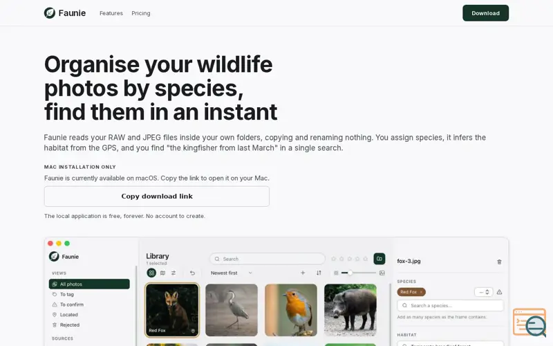 Screenshot of Faunie