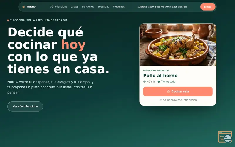 Screenshot of NutrIA-Your pantry decides dinner
