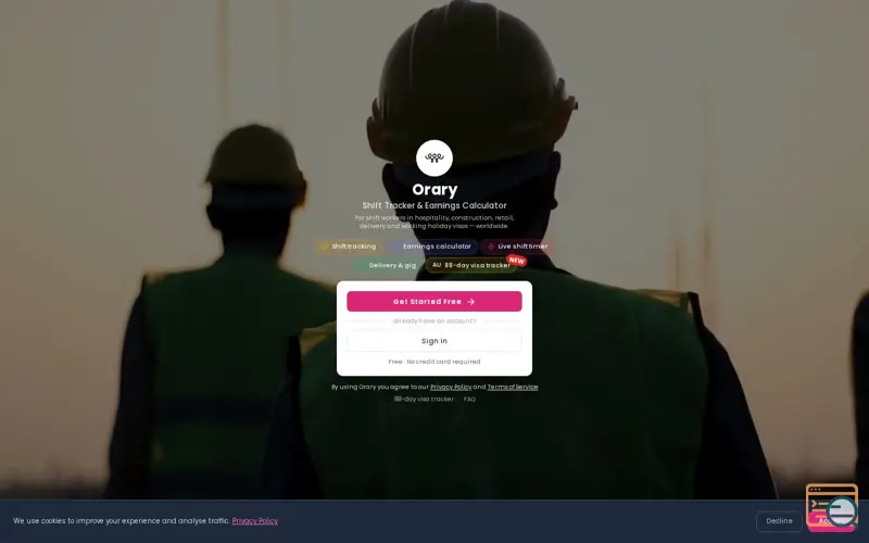 Screenshot of Orary, a launch using BigDataCloud
