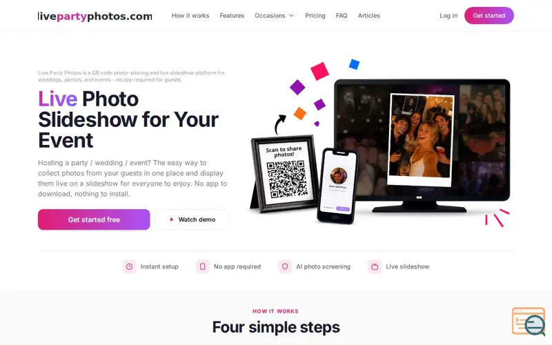 Screenshot of Live Party Photos
