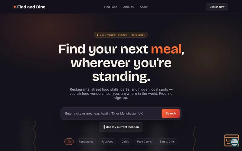 Screenshot of Find and Dine 