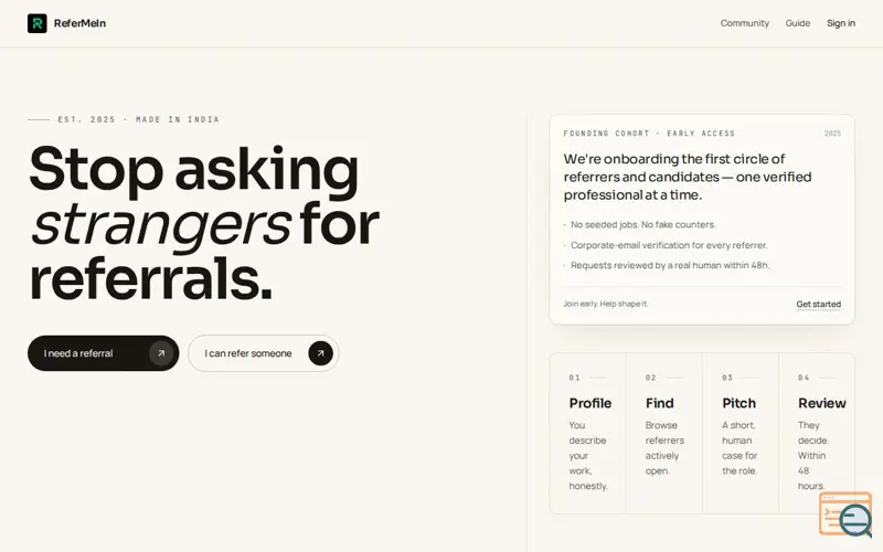Screenshot of Refer-Me IN