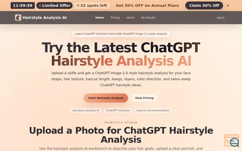 Screenshot of Hairstyle AI