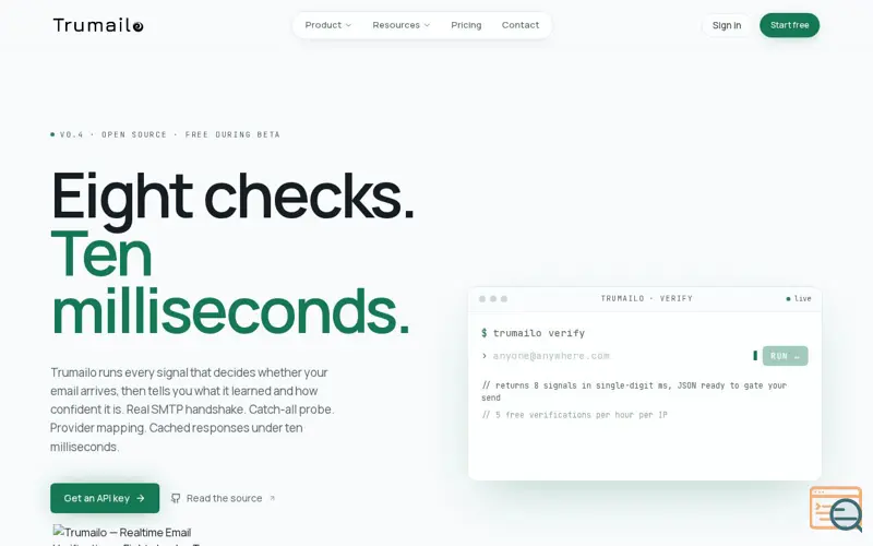 Screenshot of Trumailo - Realtime Email Verification