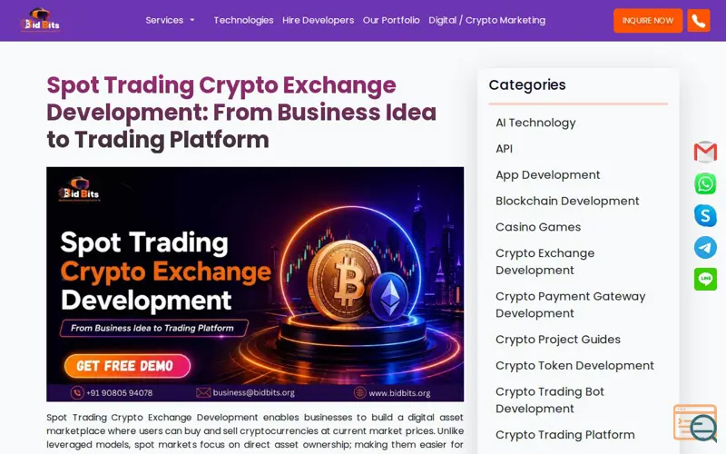 Screenshot of Spot Trading Crypto Exchange Platform