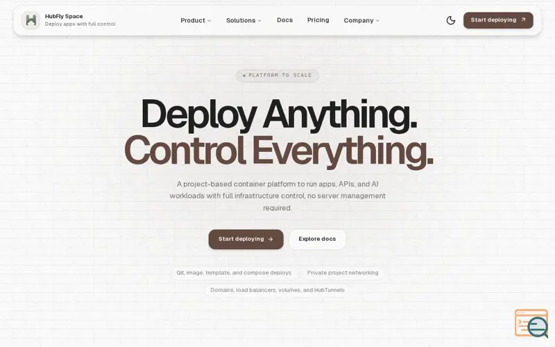 Screenshot of Hubfly space