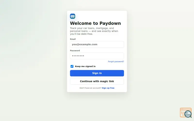 Screenshot of Paydown
