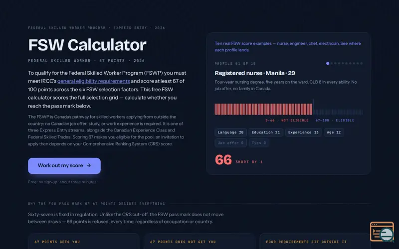 Screenshot of Fswcalculator