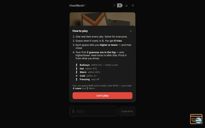 Screenshot of HowMuch