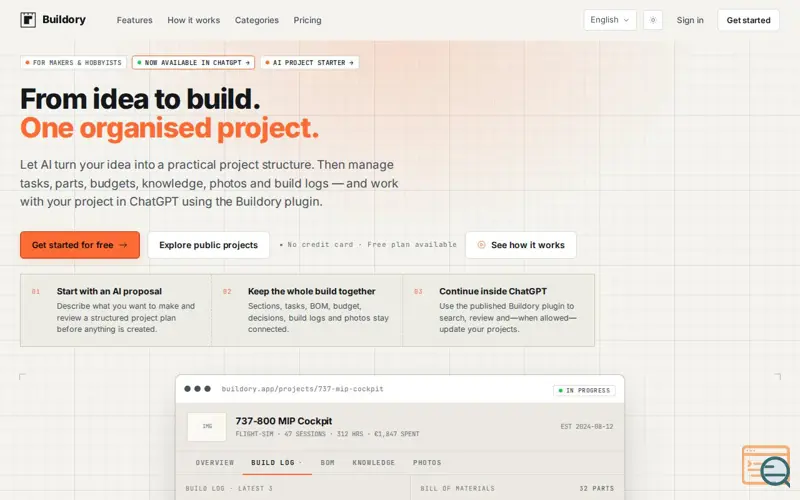 Screenshot of Buildory