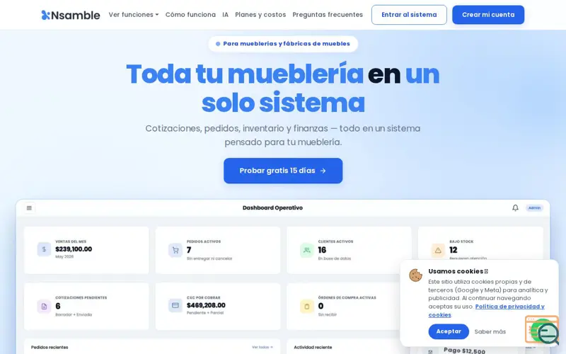 Screenshot of Nsamble ERP