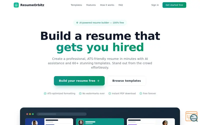 Screenshot of ResumeOrbitz
