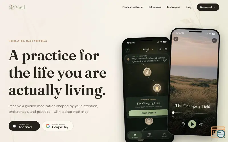 Screenshot of Vigil - Personalized Guided Meditations