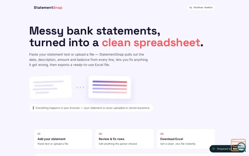 Screenshot of StatementSnap
